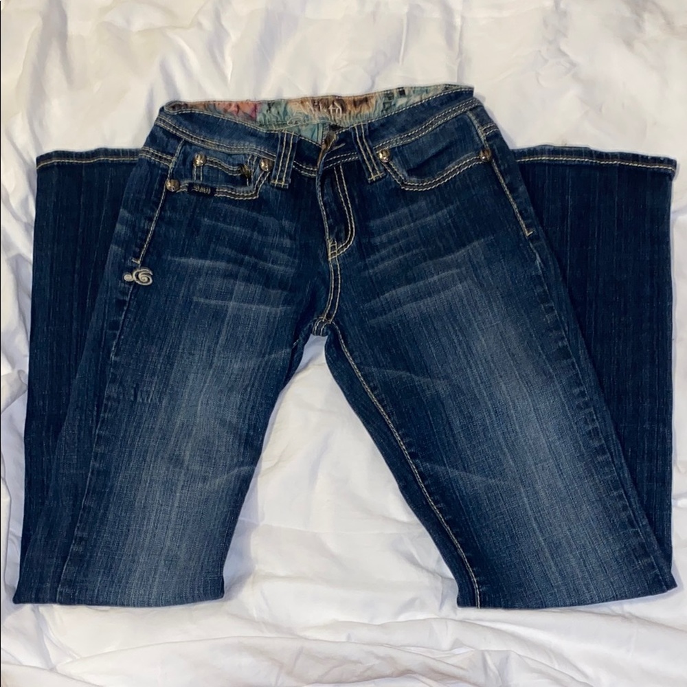 Adiktd Blue Flare Wide Leg Jeans with Contrast Stitching